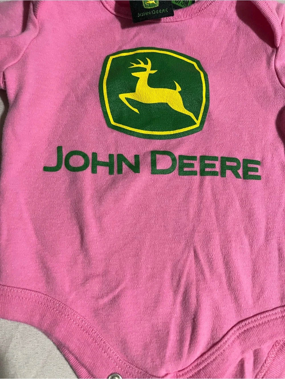 John Deere Pink Baby One-Piece Bodysuit Size 0/3 Months